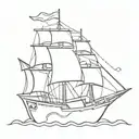 small pirate ship tattoo design idea