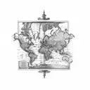 antique world map tattoo design idea