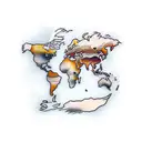 old sailors world map tattoo design idea