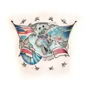 old sailors world map tattoo design idea