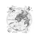 old world sailing map tattoo design idea