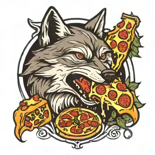wolf pizza tattoo design idea