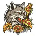 wolf pizza tattoo design idea