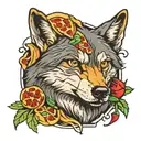 wolf pizza tattoo design idea