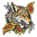 wolf pizza tattoo design idea