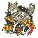 wolf pizza tattoo design idea