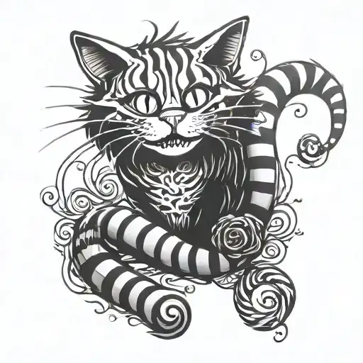 graphics cheshire cat smail tattoo design idea