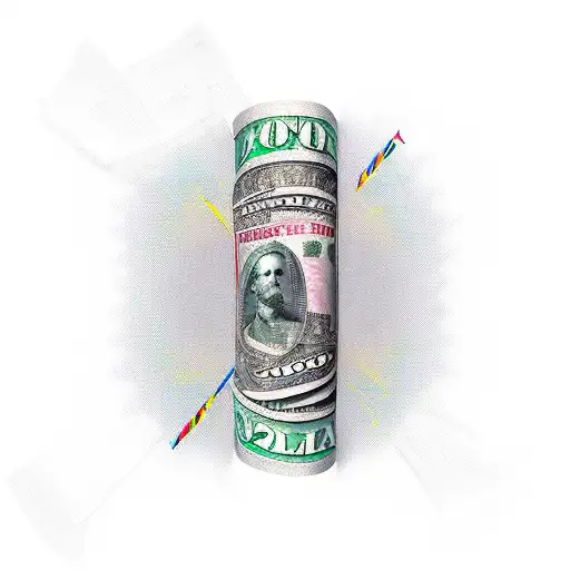 A barber pole made of dollar bills tattoo design idea