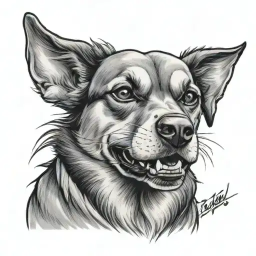 Create a tattoo of a fierce dog wearing a New England Patriots jersey tattoo design idea