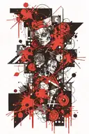 grunge and forrest tattoo design idea