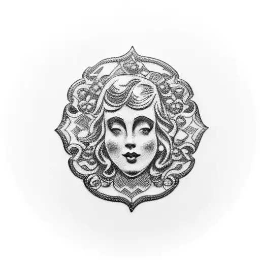 vintage cameo brooch tattoo design idea