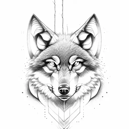  good and evil in form of wolf  tattoo design idea