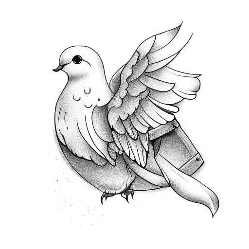 Dove sitting on a barrel tattoo design idea