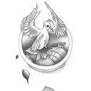 Dove sitting on a barrel tattoo design idea