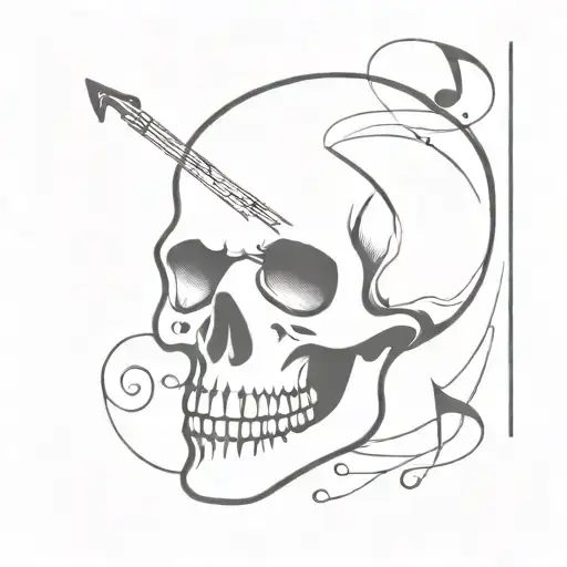 music note composed skull tattoo design idea