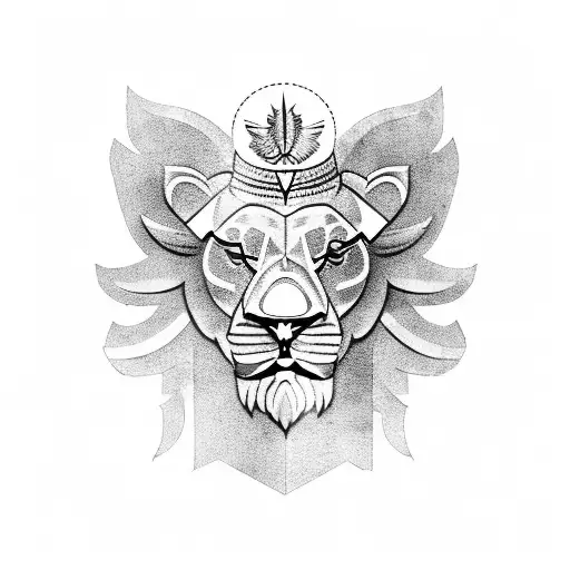 babylonian lion with eagle wings with aquila constellation incorporated tattoo design idea