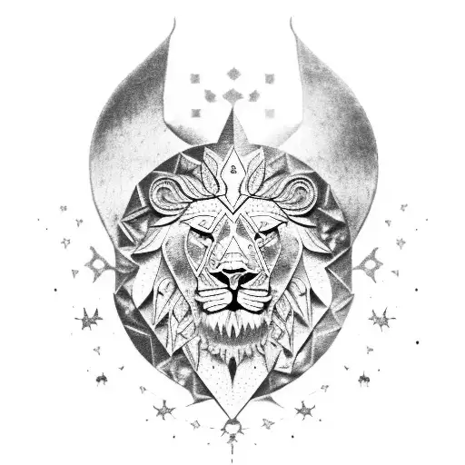 babylonian lion with eagle wings with aquila constellation incorporated tattoo design idea