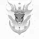 Craft a mythical tale set in ancient Babylon, where a majestic creature roams the celestial skies—a fusion of the mighty tattoo design idea