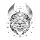 babylonian lion with eagle wings with aquila constellation incorporated tattoo design idea