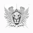 babylonian lion with eagle wings with aquila constellation incorporated tattoo design idea