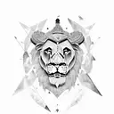 babylonian lion with eagle wings with aquila constellation incorporated tattoo design idea