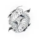 two koi fish to represent the sings of yin and yang tattoo design idea