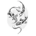 two koi fish to represent the sings of yin and yang tattoo design idea