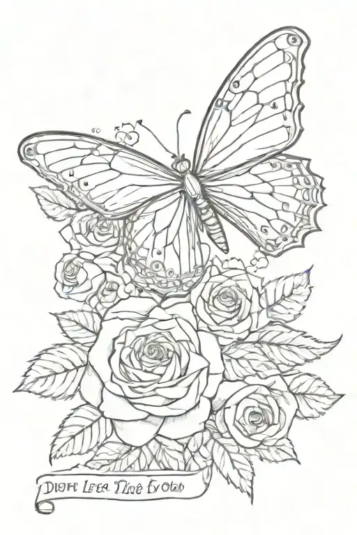 semi colon butterfly with roses with writing that says don't let this darkness fool you  tattoo design idea