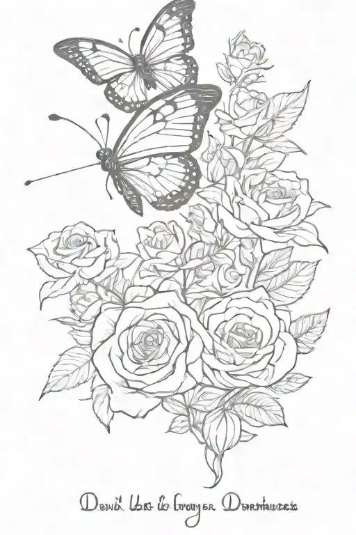 semi colon butterfly with roses with writing that says "don't let this darkness fool you" tattoo design idea
