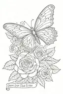 semi colon butterfly with roses with writing that says don't let this darkness fool you  tattoo design idea