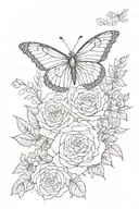 semi colon butterfly with roses with writing that says don't let this darkness fool you  tattoo design idea