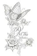 semi colon butterfly with roses with writing that says don't let this darkness fool you  tattoo design idea