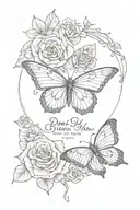 semi colon butterfly with roses with writing that says don't let this darkness fool you  tattoo design idea