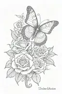 semi colon butterfly with roses with writing that says don't let this darkness fool you  tattoo design idea