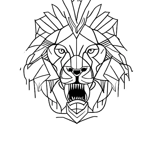 A single continuous clean line combining a minimalistic lion's and elephant's head tattoo design idea