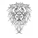 A single continuous line combining a minimalistic lion's and elephant's head tattoo design idea