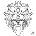 A single continuous line combining a minimalistic lion's and elephant's head tattoo design idea
