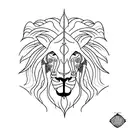 A single continuous line combining a minimalistic lion's and elephant's head tattoo design idea