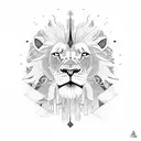 A single continuous clean line combining a minimalistic lion's and elephant's head tattoo design idea