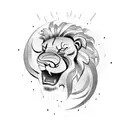 A single continuous clean line combining a minimalistic lion's and elephant's head tattoo design idea