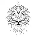 A single continuous clean line combining a minimalistic lion's and elephant's head tattoo design idea
