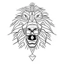 A single continuous clean line combining a minimalistic lion's and elephant's head tattoo design idea