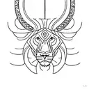 A single continuous clean line combining a minimalistic lion's and elephant's head tattoo design idea