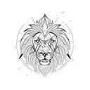 A single continuous clean line combining a minimalistic lion's and elephant's head tattoo design idea