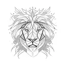 A single continuous clean line combining a minimalistic lion's and elephant's head tattoo design idea