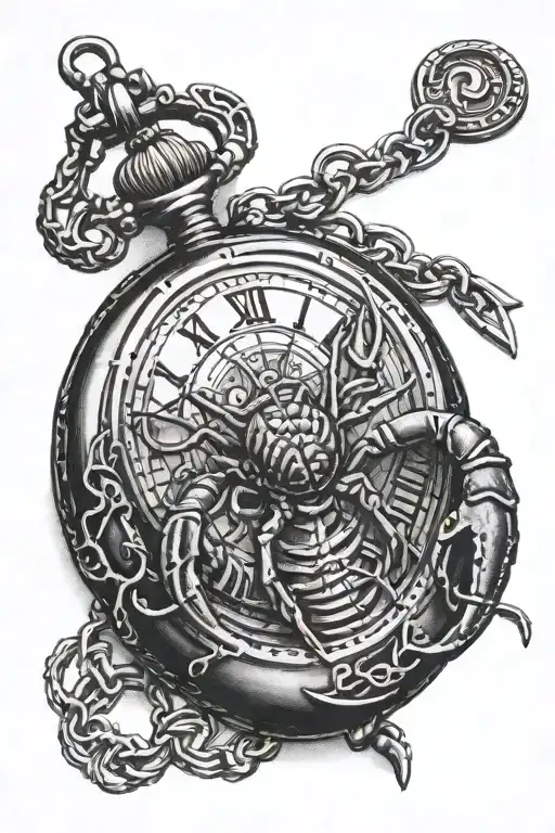 lobster trap compas pocket watch black tattoo design idea