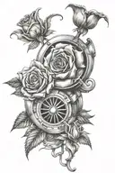 turbo and roses blooming tattoo design idea