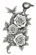 turbo and roses blooming tattoo design idea