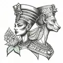 Nefertiti and king tattoo design idea