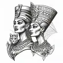 Nefertiti and king tattoo design idea